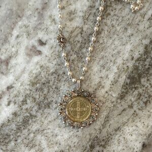 Virgins Saints + Angels Elegant Silver and Gold Pendant Necklace